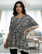 Zebra Print Kaftan Top with Lace Border | Trendy Western Wear | Viigobella