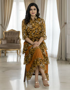 Premium Leopard Print Georgette Shirt & Layered Ruffle Skirt Co-ord Set