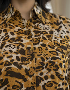 Premium Leopard Print Georgette Shirt & Layered Ruffle Skirt Co-ord Set