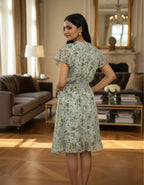 Green Abstract Printed Georgette Short Wrap Dress – Viigobella