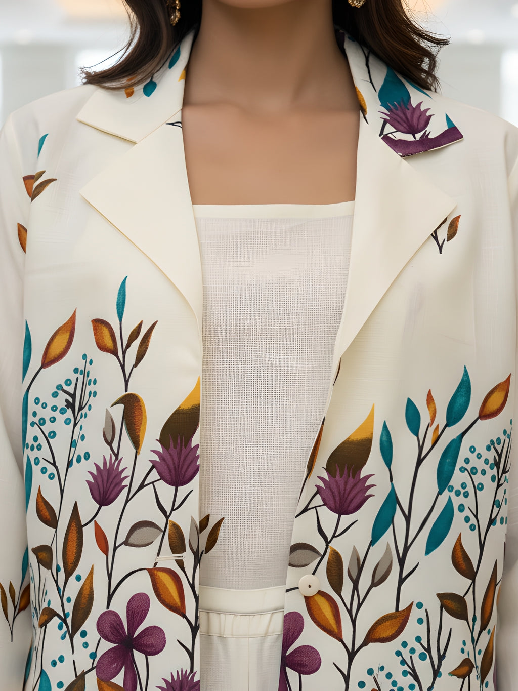 Premium Floral Print Blazer Co-ord Set for Women (Cotton)