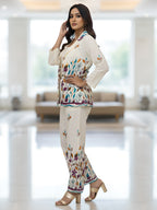 Premium Floral Print Blazer Co-ord Set for Women (Cotton)