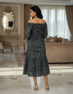 Off-Shoulder Printed Midi Dress | Smocked Bodice | Viigobella