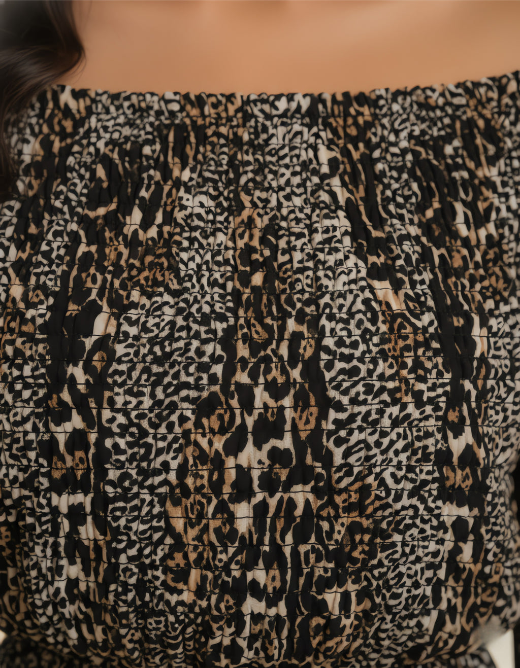 Off-Shoulder Smocked Printed Midi Dress | Viigobella