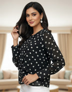 Polka Dot Layered Georgette Top | Premium Western Wear | Viigobella