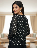 Polka Dot Layered Georgette Top | Premium Western Wear | Viigobella