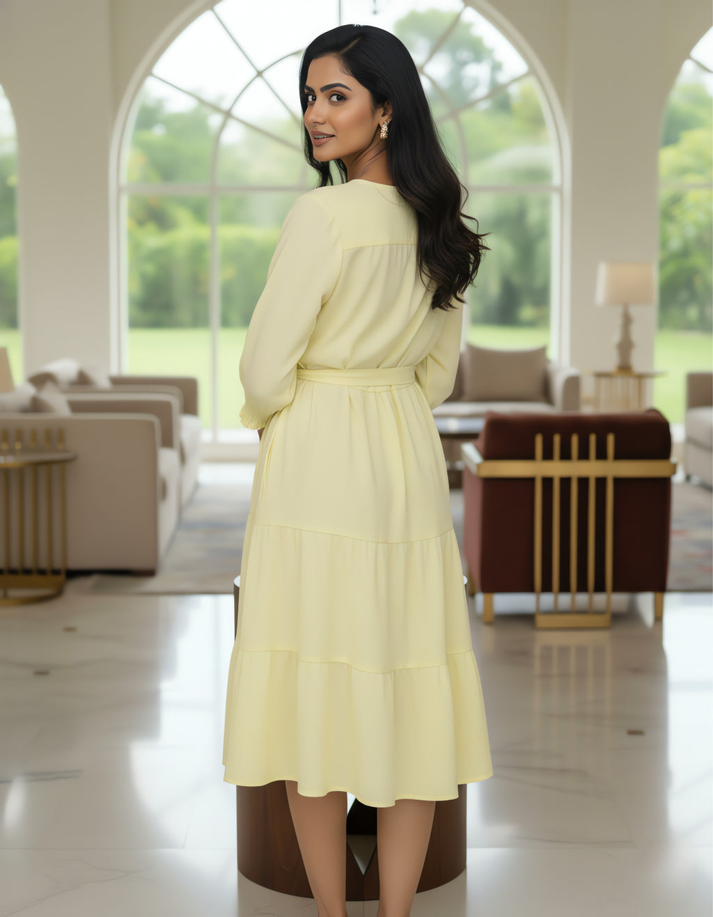 Elegant Solid Knee-Length Dress | Delta Fabric | Viigobella