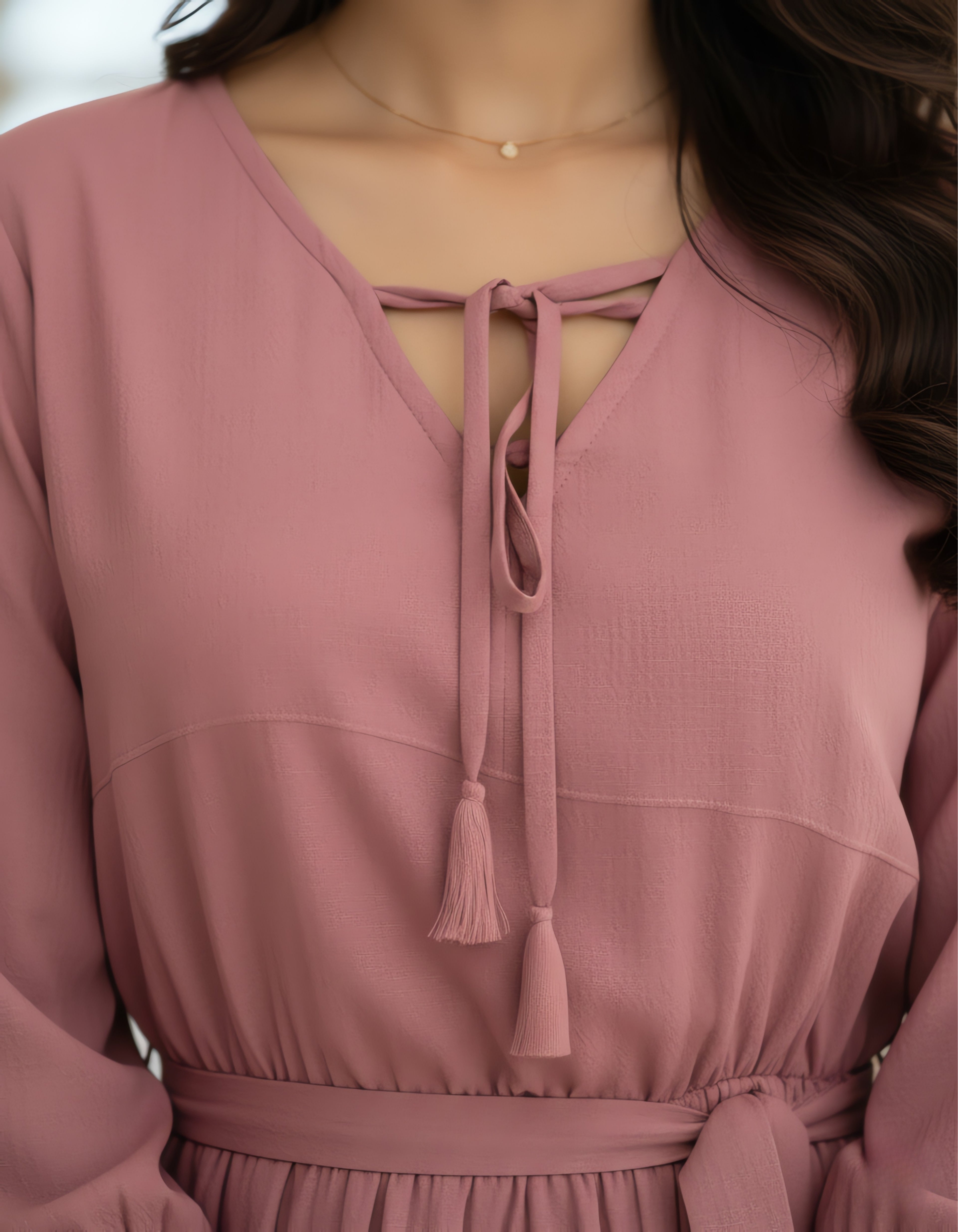 Tiered Short Dress with Tie-Up Neck | Delta Fabric | Viigobella