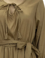 Solid Tiered Short Dress with Tie-Up Neck | Delta Fabric | Viigobella