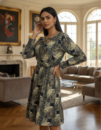 Printed Tiered Short Dress with Tie-Up Neck | Viigobella