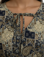 Printed Tiered Short Dress with Tie-Up Neck | Viigobella