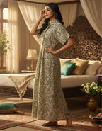 Viigobella Vertigen Fabric Botanical Printed Shirt-Style Long Dress