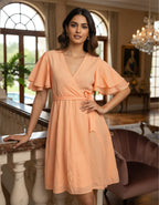 Viigobella Delta Fabric Wrap Dress with Layered Ruffle Sleeves