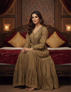 Premium Boho Printed Flared Maxi Dress | Kasturi Silk Fabric