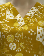 Mustard Printed Cotton Cord Set for Women