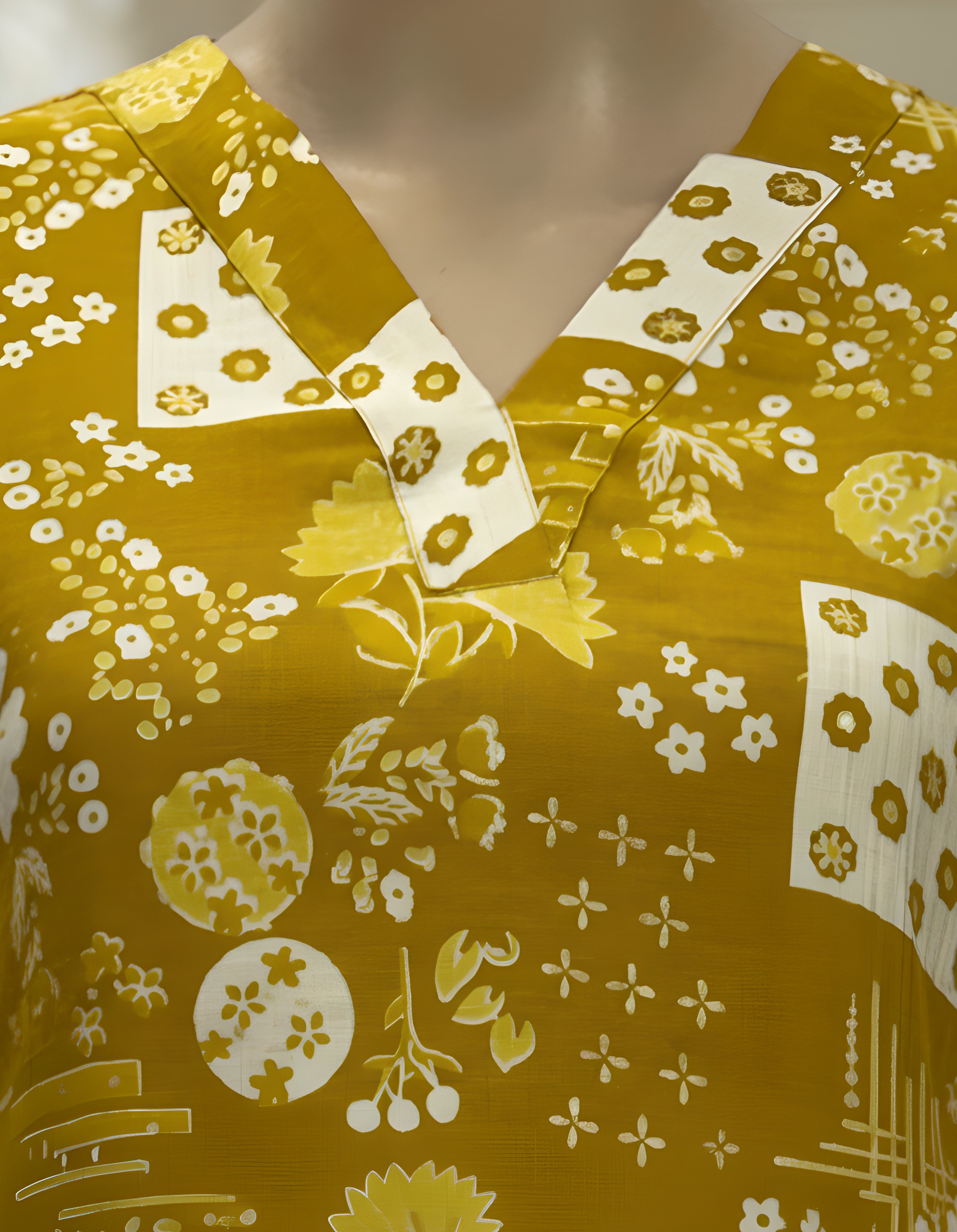 Mustard Printed Cotton Cord Set for Women