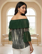 Off-Shoulder Layered Georgette Top | Trendy Western Wear | Viigobella