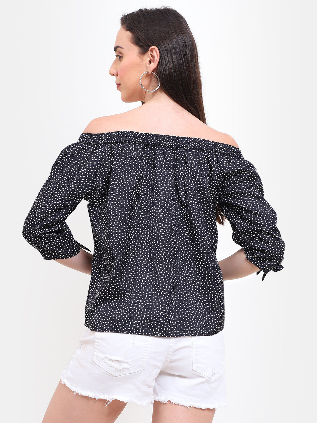 Women’s Polka Dot Off-Shoulder Top – Crepe | Viigobella