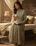 Viigobella Vertigen Fabric Botanical Printed Shirt-Style Long Dress