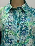 Aqua Blue Abstract Long Shirt Kurta Co-ord Set in Kasturi Silk – Viigobella