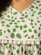 Green Abstract Print Kaftan Co-ord Set for Women