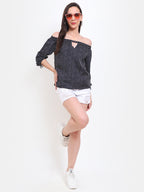 Women’s Polka Dot Off-Shoulder Top – Crepe | Viigobella