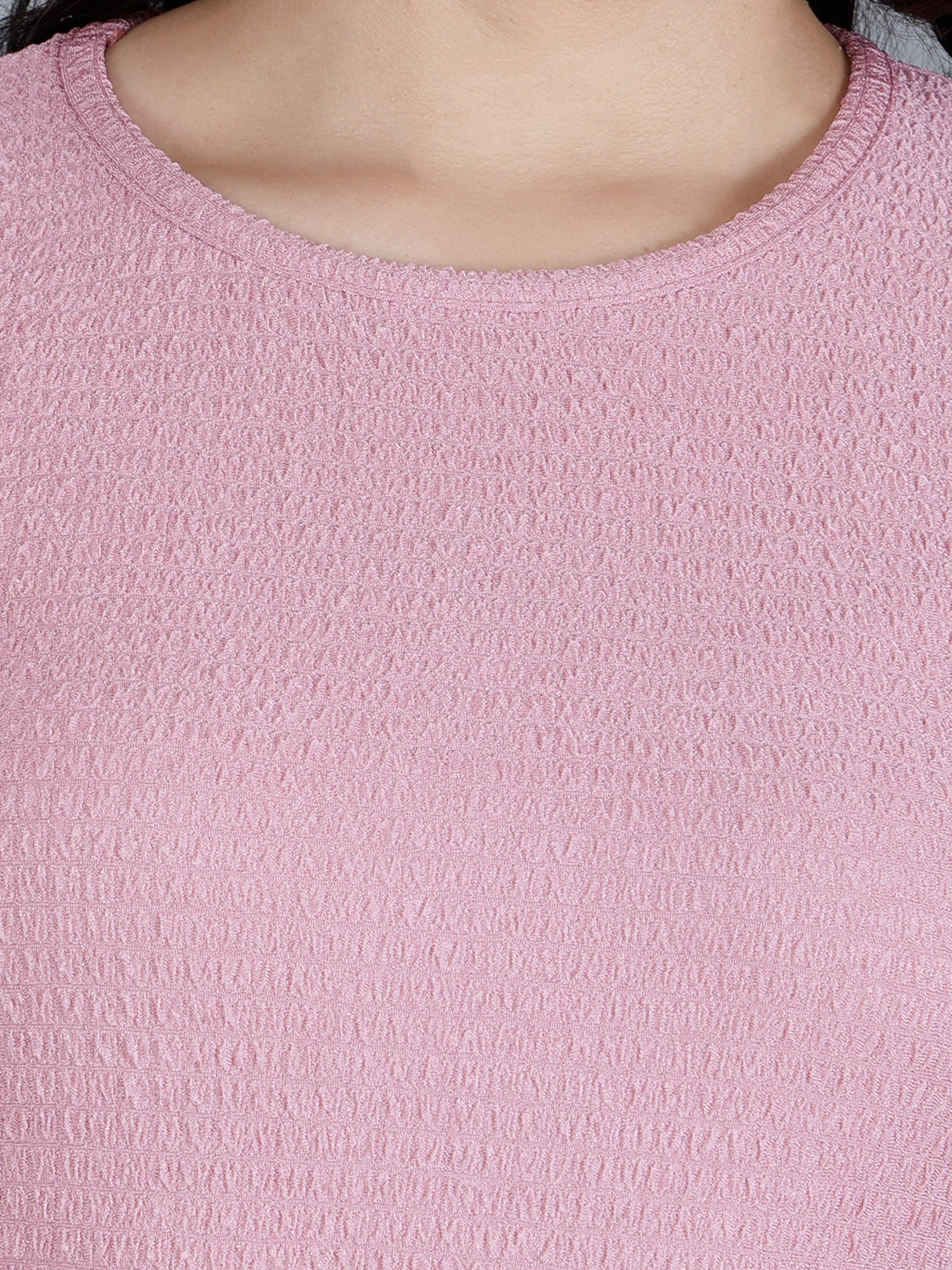 Viigobella Women’s Puff Sleeve Top in Pink Cotton Fabric
