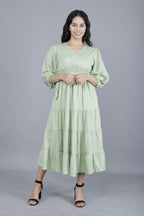 Women’s Tiered Midi Dress in Delta Fabric | Manufacturer & Exporter