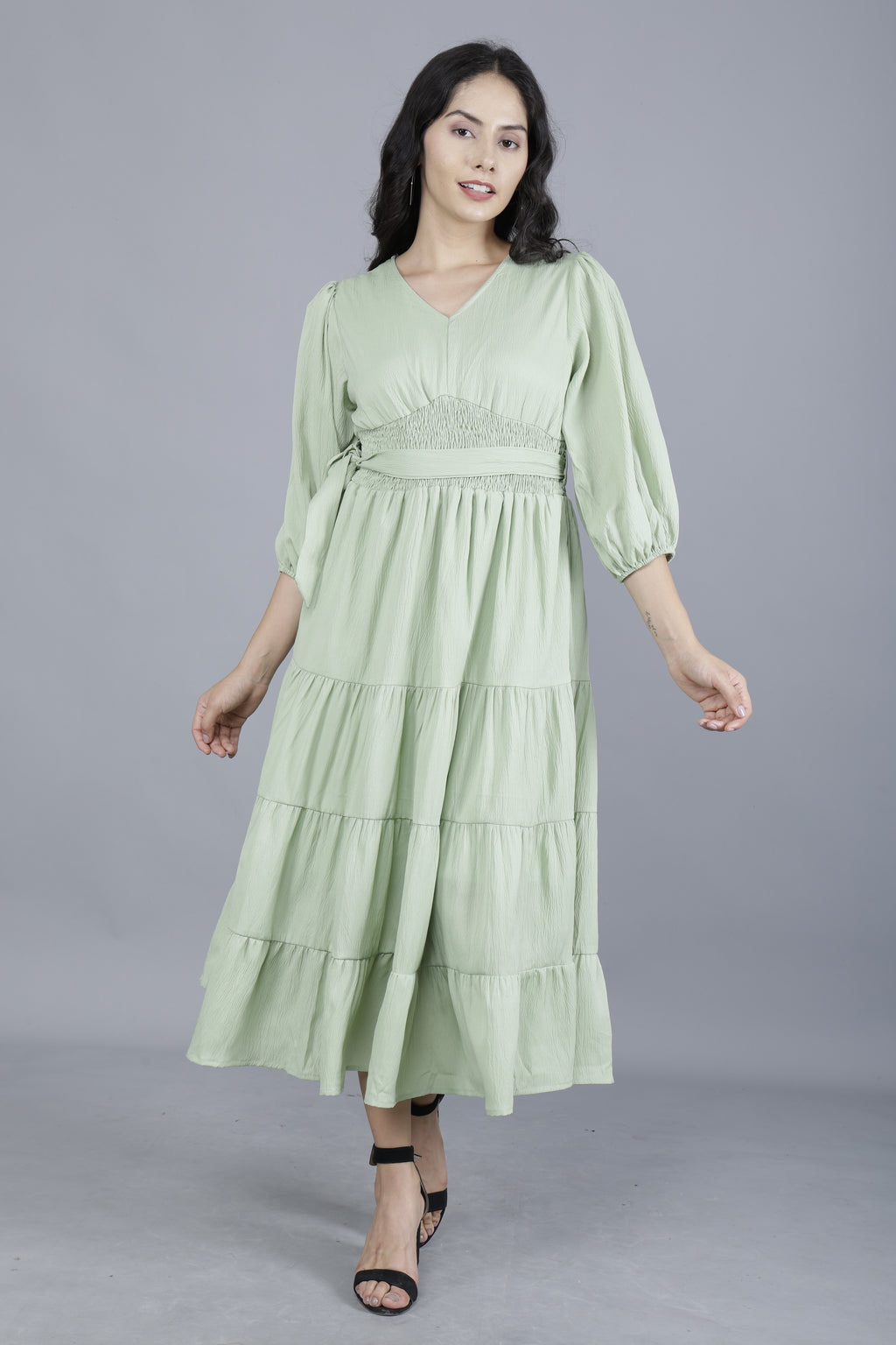 Women’s Tiered Midi Dress in Delta Fabric | Manufacturer & Exporter