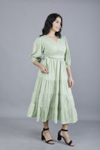 Women’s Tiered Midi Dress in Delta Fabric | Manufacturer & Exporter