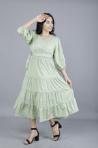 Women’s Tiered Midi Dress in Delta Fabric | Manufacturer & Exporter