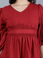 Viigobella Women’s Delta Fabric Tiered Short Dress with Waist Tie-Up – Export Quality