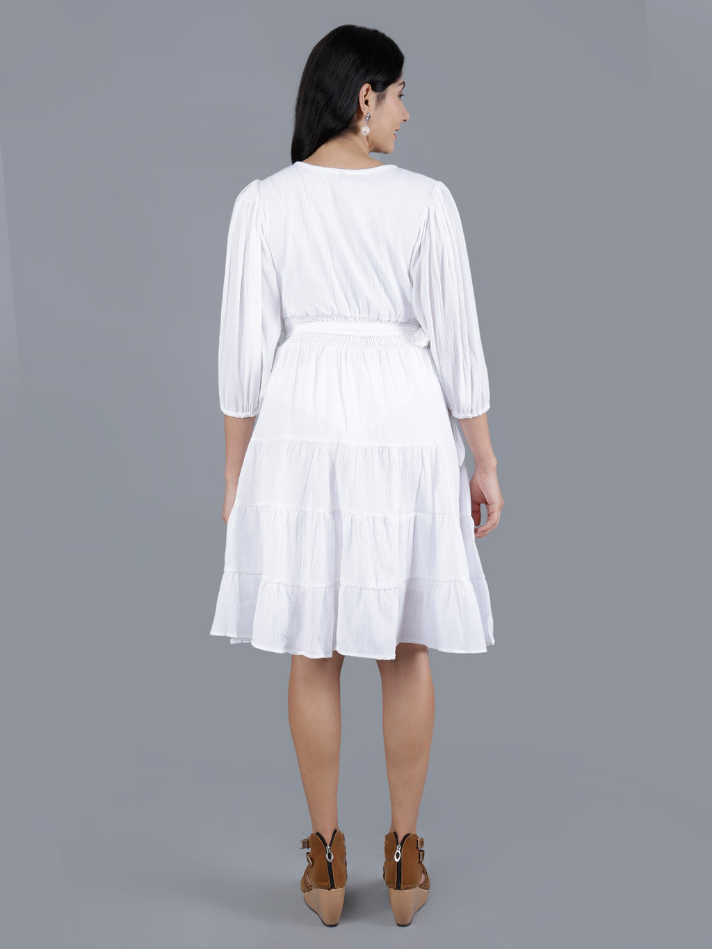 Viigobella Women’s Delta Fabric Tiered Short Dress with Smocked Waist – Export Quality