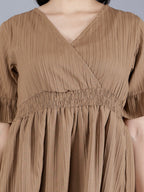 Viigobella Women’s Wrap Midi Dress in Brown Sugarcane Fabric | Manufacturer & Exporter