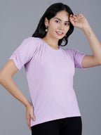 Viigobella Women’s Puff Sleeve Top in Lavender Cotton Fabric
