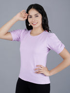 Viigobella Women’s Puff Sleeve Top in Lavender Cotton Fabric