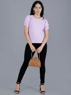 Viigobella Women’s Puff Sleeve Top in Lavender Cotton Fabric