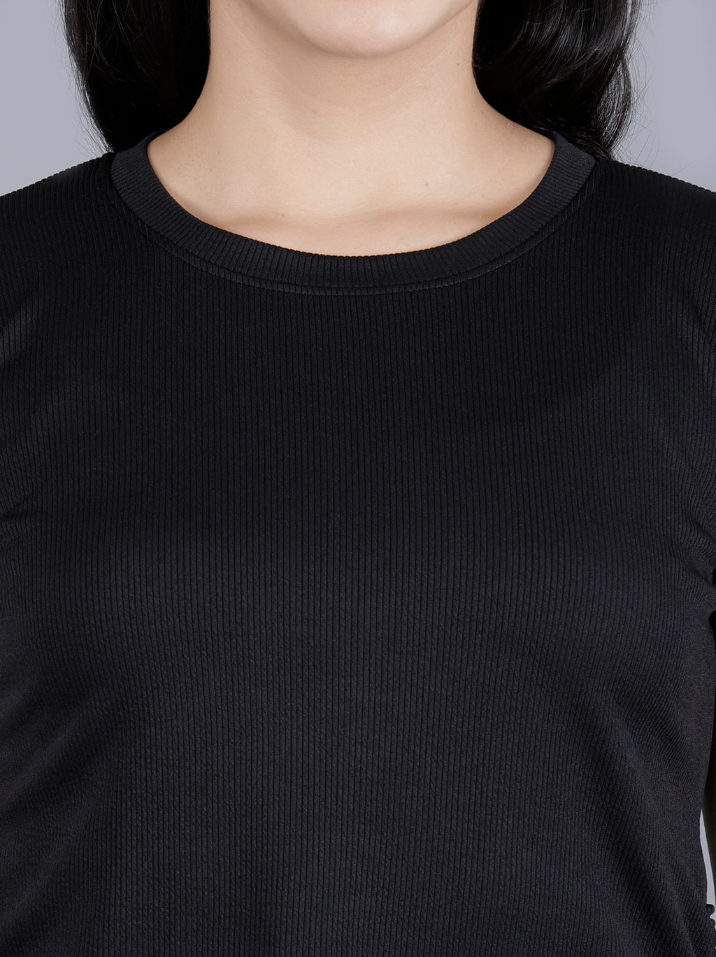 Viigobella Women’s Ribbed Crop Top in Black Rib Fabric