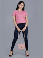 Viigobella Women’s Ribbed Crop Top in Rose Pink Rib Fabric