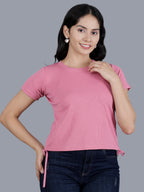 Viigobella Women’s Ribbed Crop Top in Rose Pink Rib Fabric