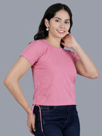 Viigobella Women’s Ribbed Crop Top in Rose Pink Rib Fabric