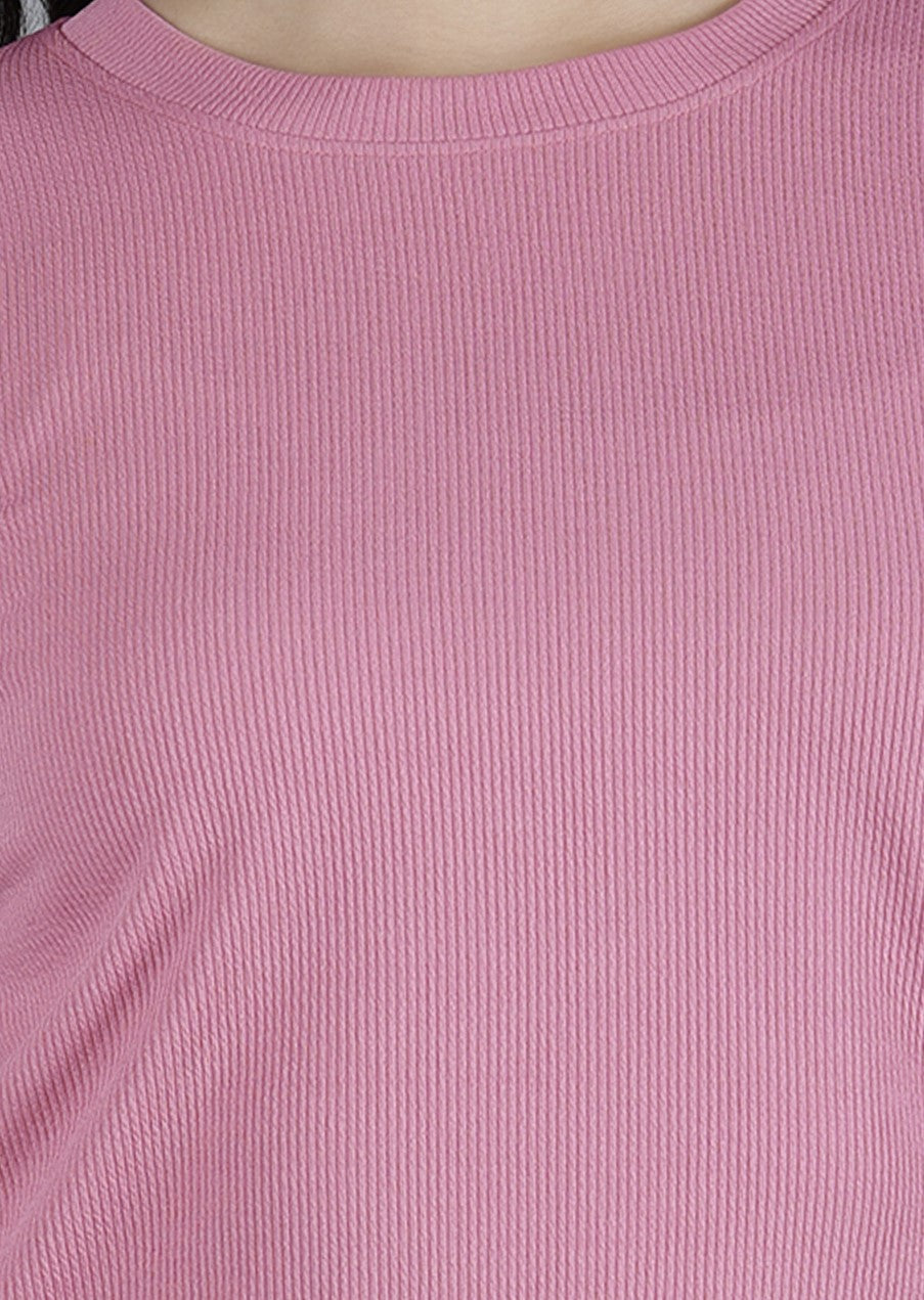 Viigobella Women’s Ribbed Crop Top in Rose Pink Rib Fabric
