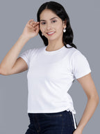 Viigobella Women’s Ribbed Crop Top in White Rib Fabric