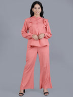 Viigobella Textured Sugarcane Ruffle Top & Pant Co-Ord Set