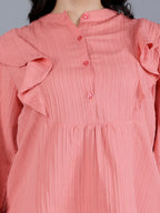 Viigobella Textured Sugarcane Ruffle Top & Pant Co-Ord Set