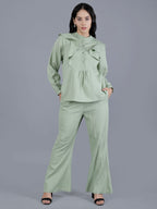 Viigobella Textured Sugarcane Ruffle Detail Top & Pant Co-Ord Set