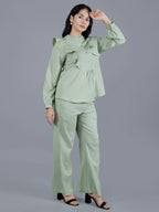 Viigobella Textured Sugarcane Ruffle Detail Top & Pant Co-Ord Set
