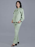 Viigobella Textured Sugarcane Ruffle Detail Top & Pant Co-Ord Set