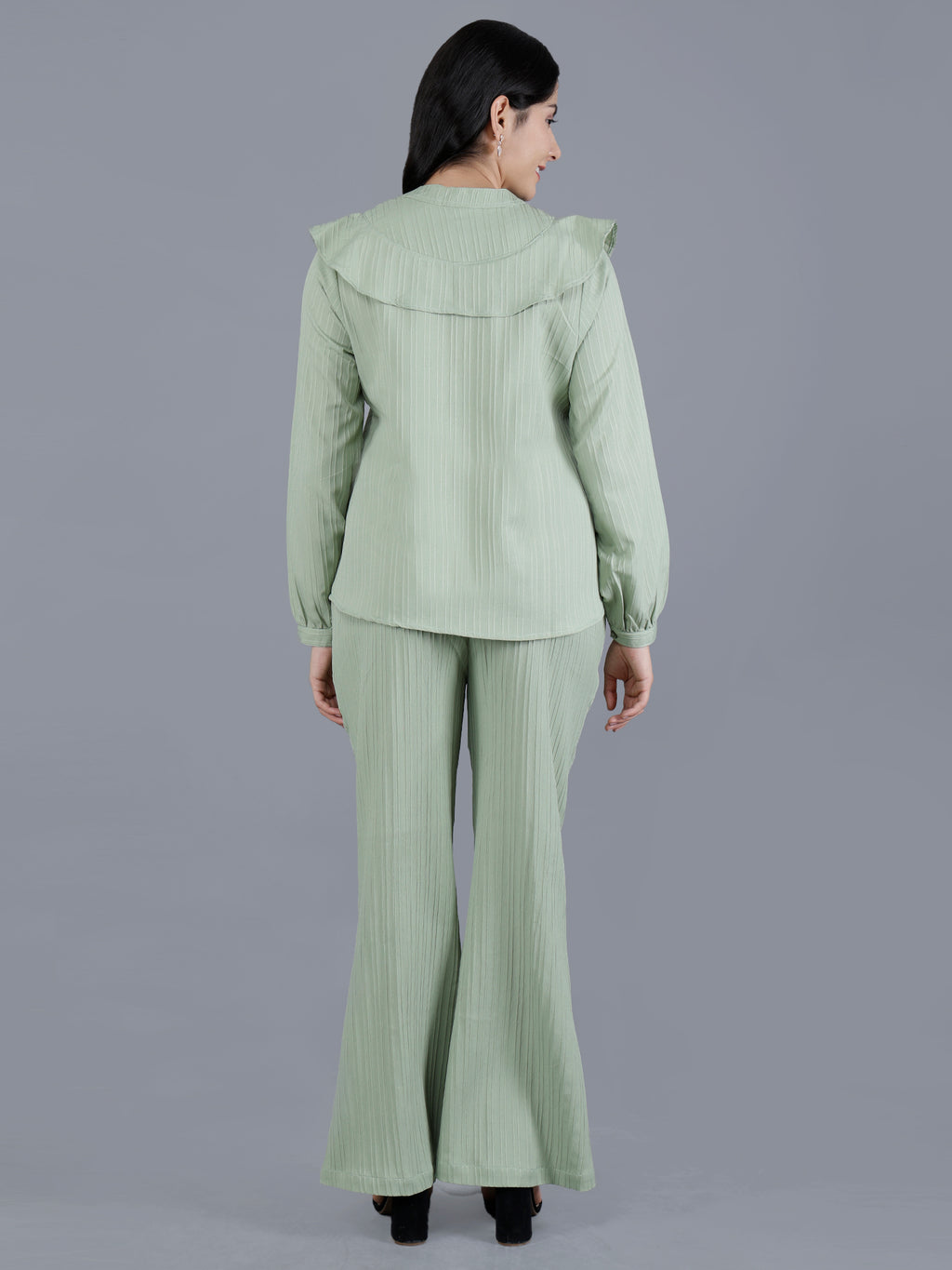 Viigobella Textured Sugarcane Ruffle Detail Top & Pant Co-Ord Set