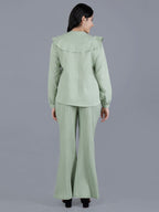 Viigobella Textured Sugarcane Ruffle Detail Top & Pant Co-Ord Set